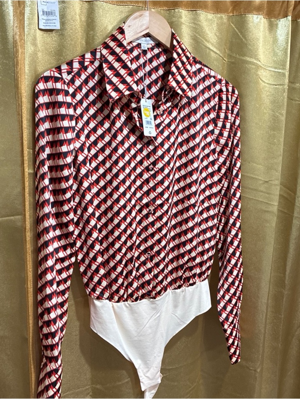 Favorite Daughter Red, Black, and Cream Geometric Button-Up